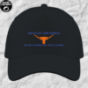 A black hat with an orange buffalo made by the asocial chameleon
